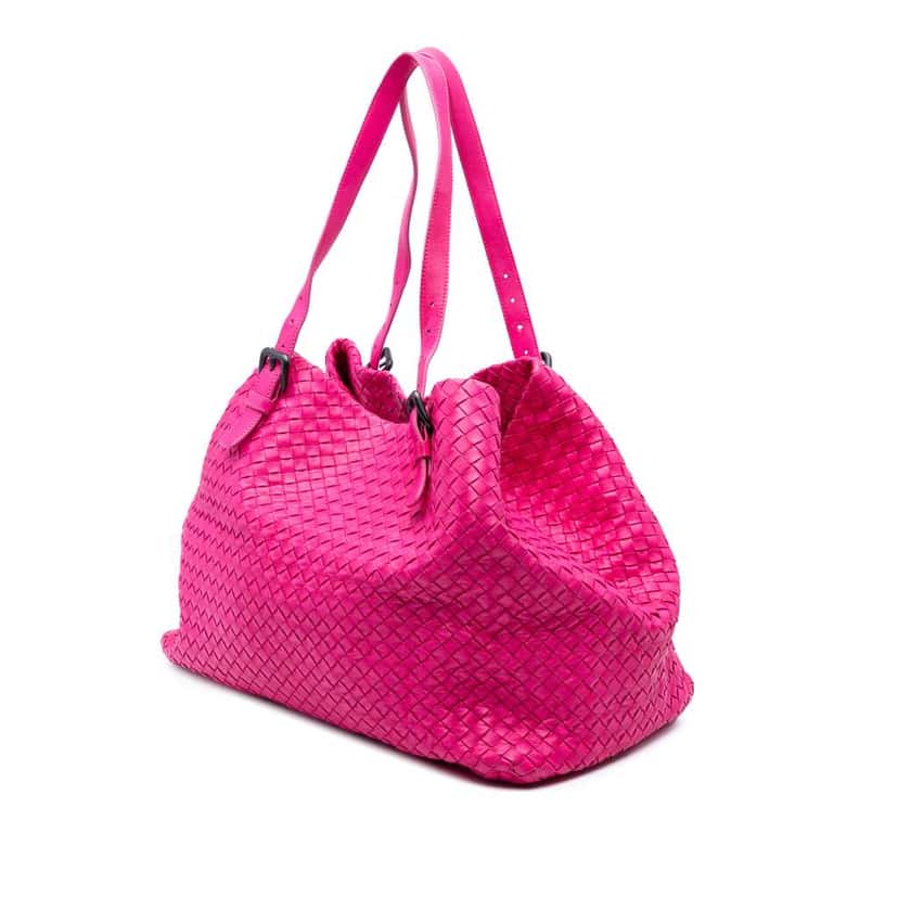 Bottega Veneta Large Nappa Intrecciato Cesta Tote Pink Leather Good condition - Back View