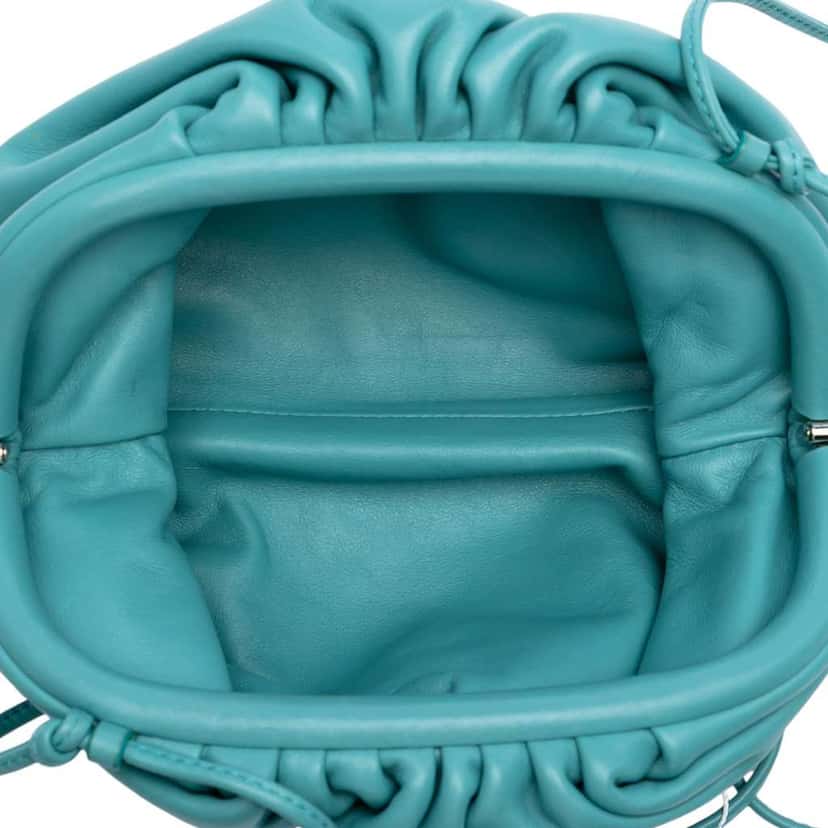 Bottega Veneta Lambskin The Mini Pouch Crossbody Blue Leather Good condition - Model View