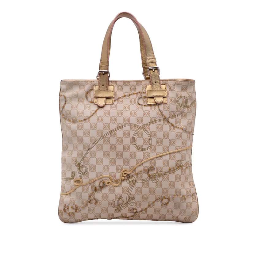 Loewe Anagram Canvas Embroidered Tote Brown Canvas Very good condition - Front View