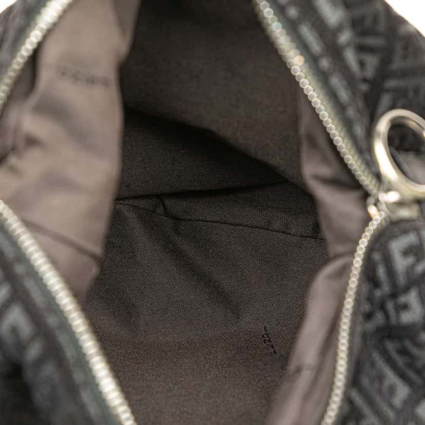 Fendi Zucchino Suede Oyster Shoulder Bag Black Leather Good condition - Model View