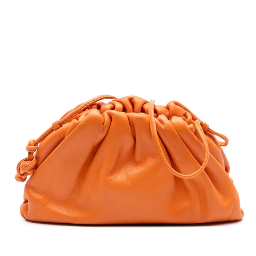 Bottega Veneta Lambskin The Mini Pouch Crossbody Orange Leather Good condition - Front View