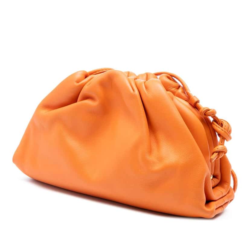 Bottega Veneta Lambskin The Mini Pouch Crossbody Orange Leather Good condition - Back View
