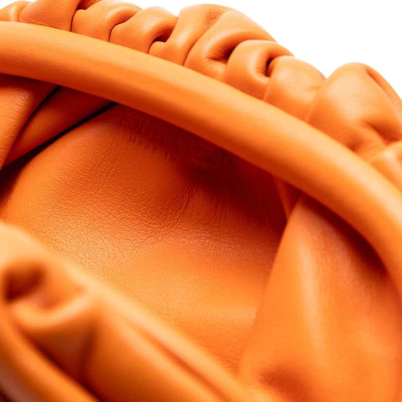 Bottega Veneta Lambskin The Mini Pouch Crossbody Orange Leather Good condition - Box View