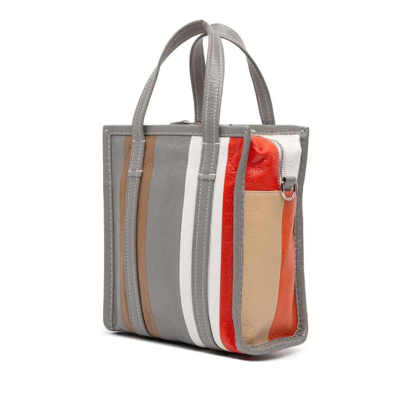 Balenciaga XS Lambskin Bazar Shopper Satchel Grey Leather Good condition - Back View