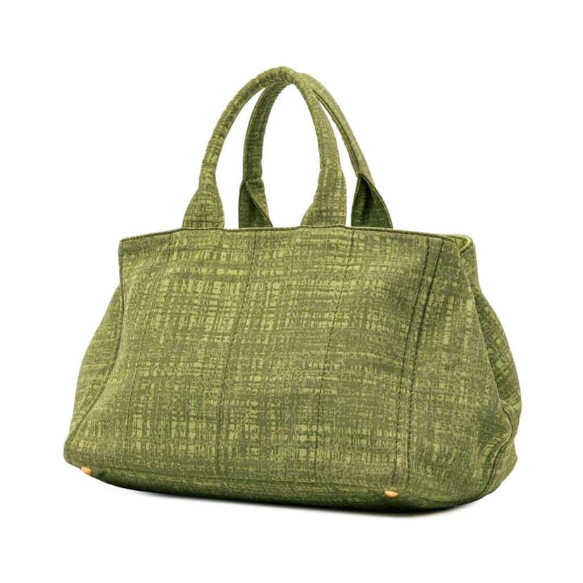 Prada Large Canvas Canapa Satchel Green Canvas Good condition - Back View