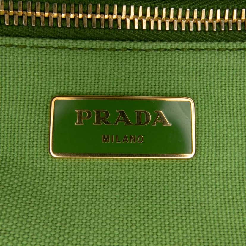 Prada Large Canvas Canapa Satchel Green Canvas Good condition - Box View