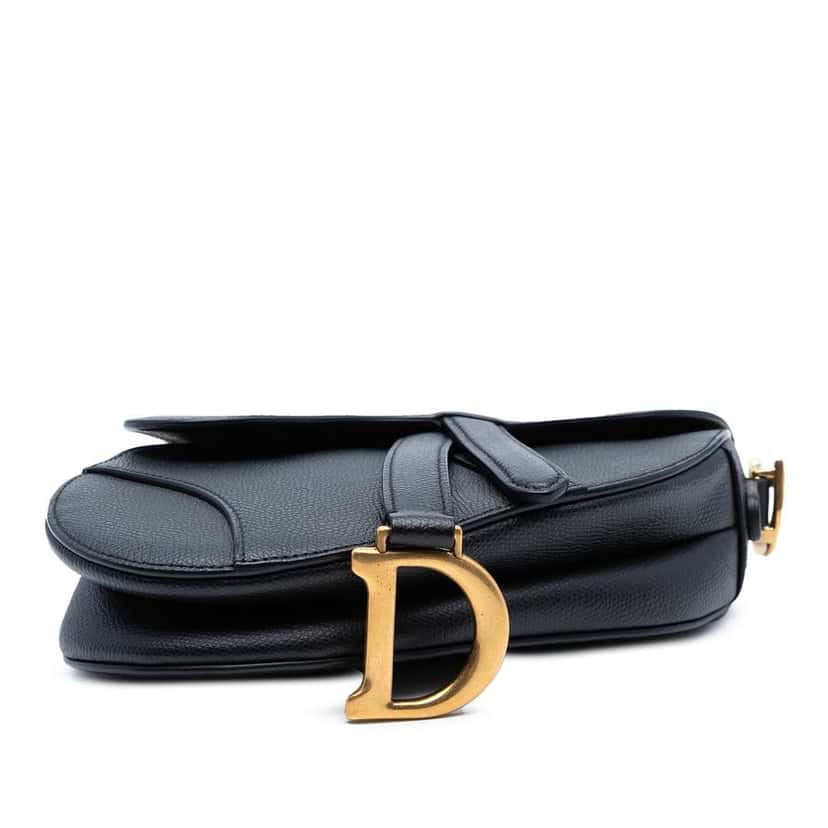 Dior Mini Grained Calfskin Saddle Bag Black Leather Good condition - Inside View