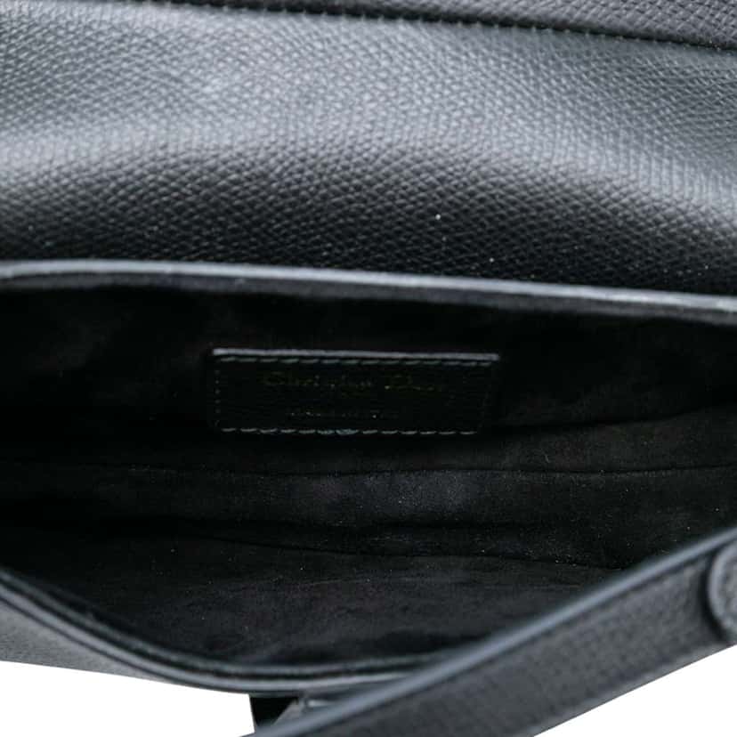 Dior Mini Grained Calfskin Saddle Bag Black Leather Good condition - Model View