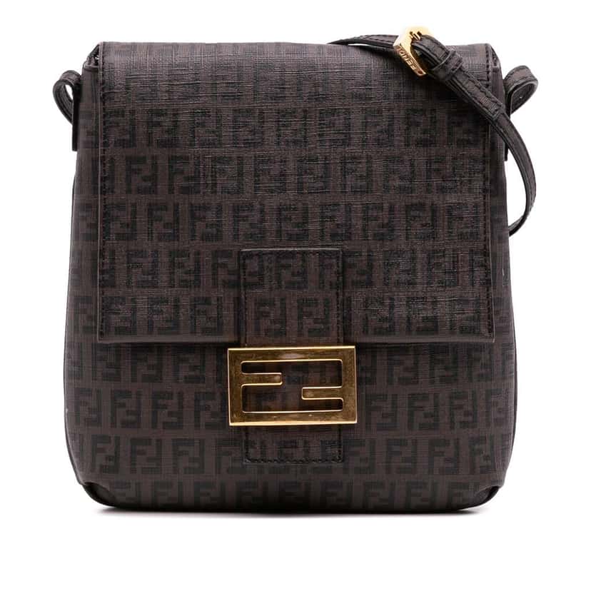 Fendi Zucchino Spalmati Crossbody Brown Canvas Good condition - Front View