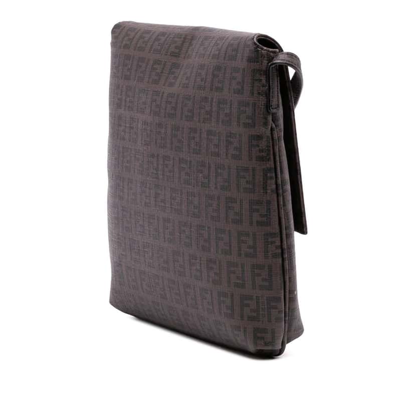 Fendi Zucchino Spalmati Crossbody Brown Canvas Good condition - Back View