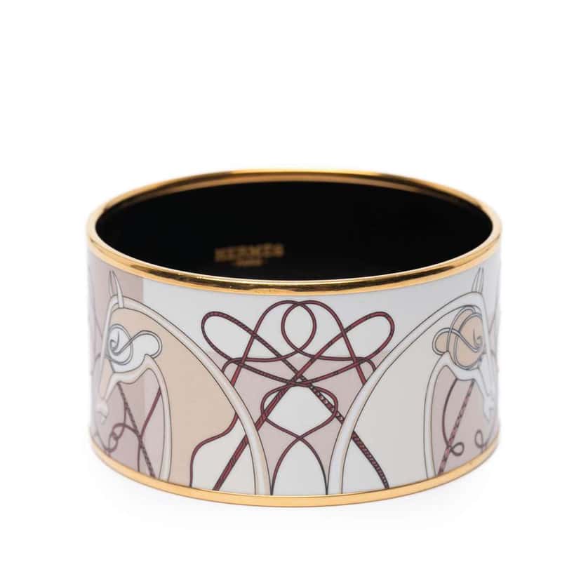 Hermès Extra Wide Enamel Coup de Fouet au Bloc Bracelet Gold Brass Good condition - Inside View