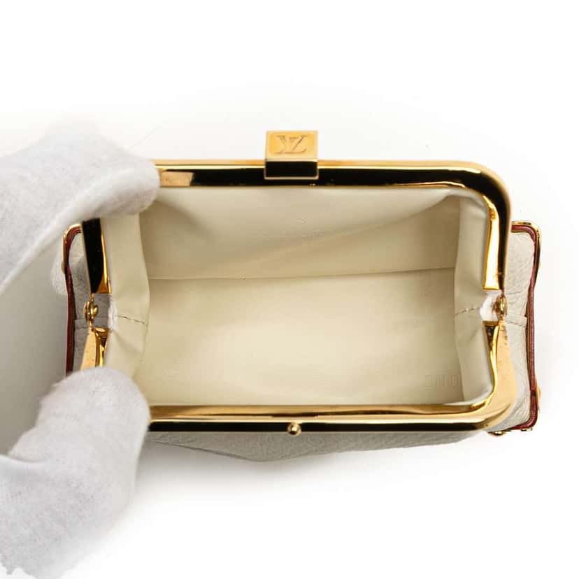 Louis Vuitton Suhali Porte Monnaie Coin Pouch White Leather Good condition - Box View