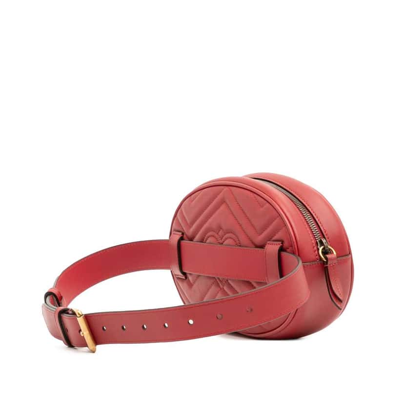 Gucci Small GG Marmont Matelasse Leather Belt Bag Red Leather Good condition - Back View