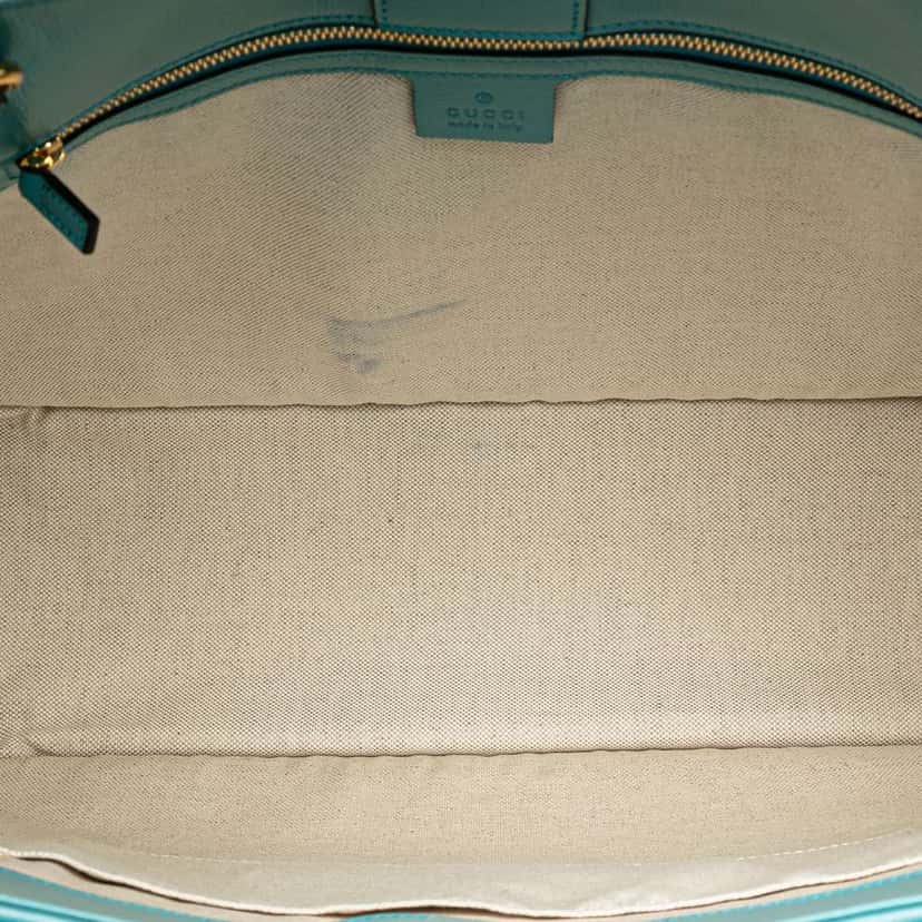 Gucci Medium Straw Horsebit 1955 Tote Blue Good condition - Box View