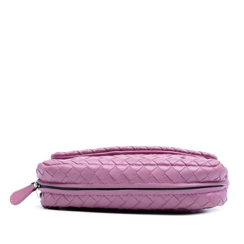 Bottega Veneta Mini Nappa Intrecciato Expandable Chain Flap Crossbody Pink Leather Good condition - Inside View