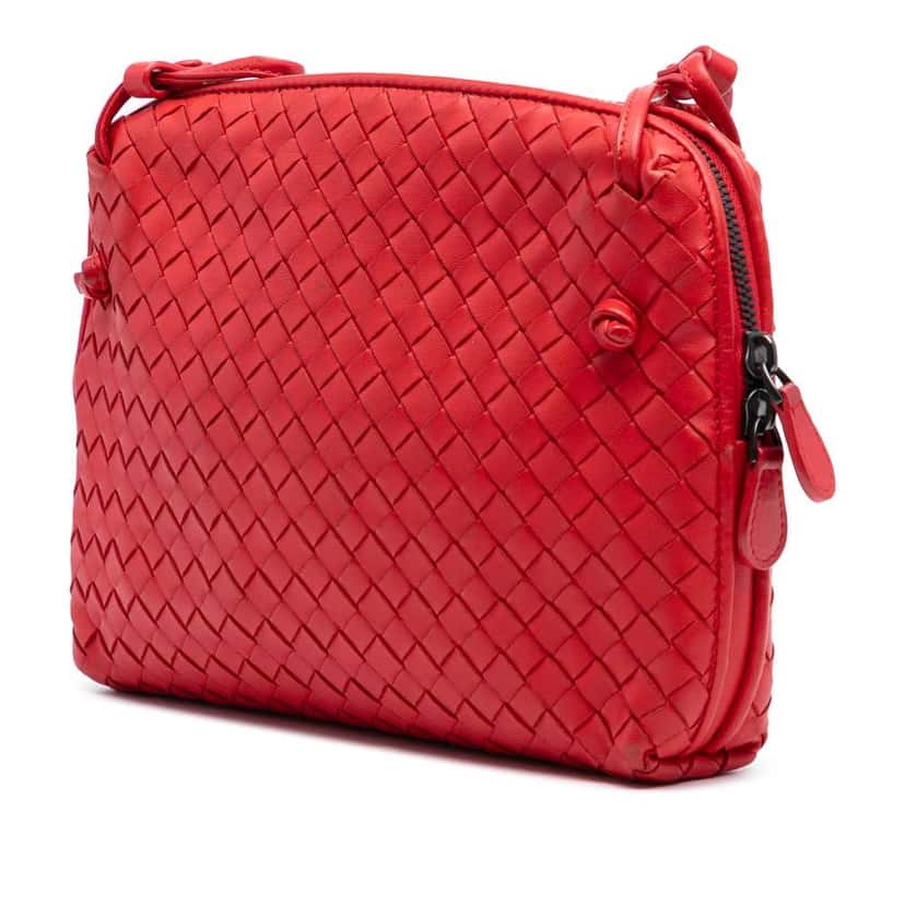 Bottega Veneta Nappa Intrecciato Nodini Crossbody Red Leather Good condition - Back View