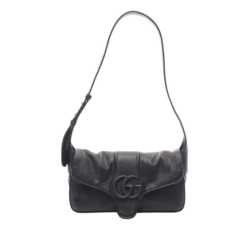 Gucci Small Goatskin Aphrodite Shoulder Bag Black Leather Good condition - Front View