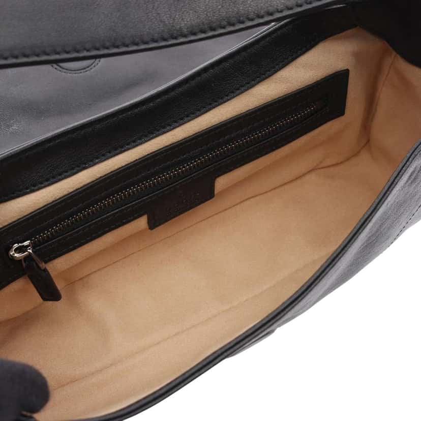 Gucci Small Goatskin Aphrodite Shoulder Bag Black Leather Good condition - Inside View
