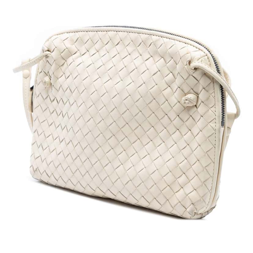 Bottega Veneta Nappa Intrecciato Nodini Crossbody White Leather Good condition - Back View