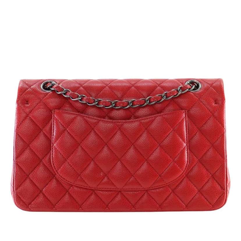 Chanel Medium Classic Caviar Double Flap Red Leather Good condition - Model View