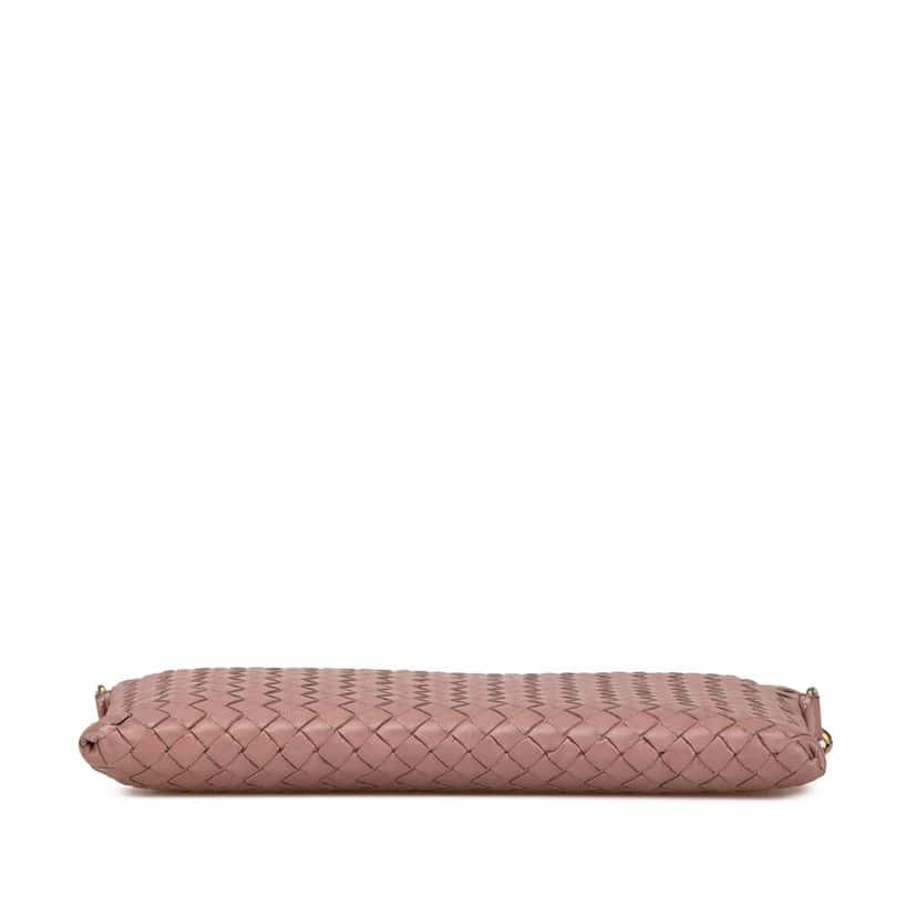 Bottega Veneta Nappa Intrecciato Wallet On Chain Pink Leather Good condition - Inside View
