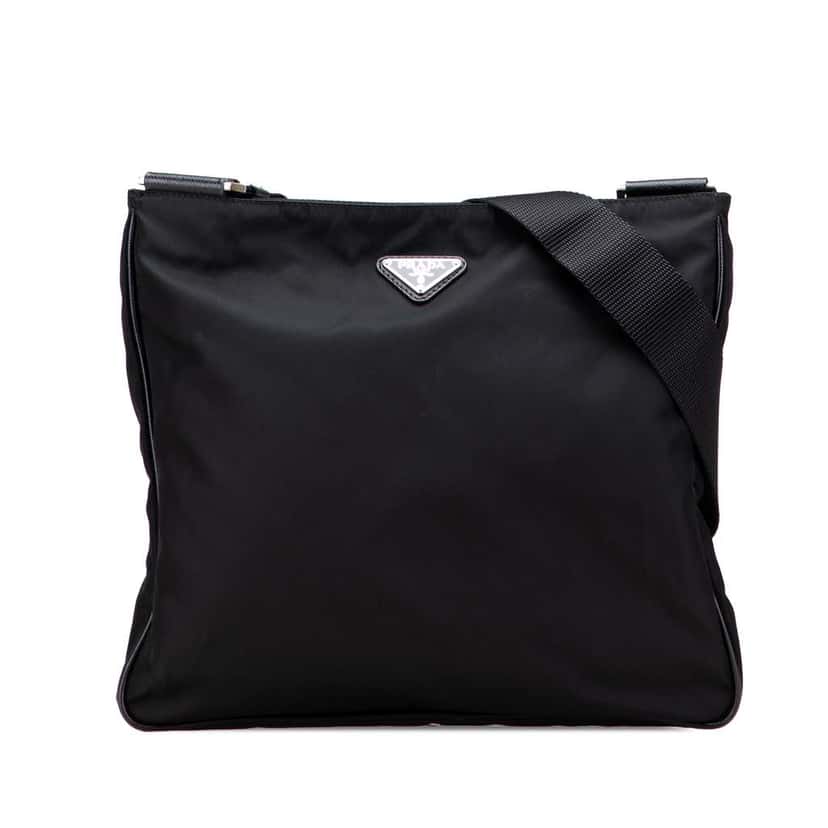 Prada Tessuto Zip Top Crossbody Black Good condition - Front View