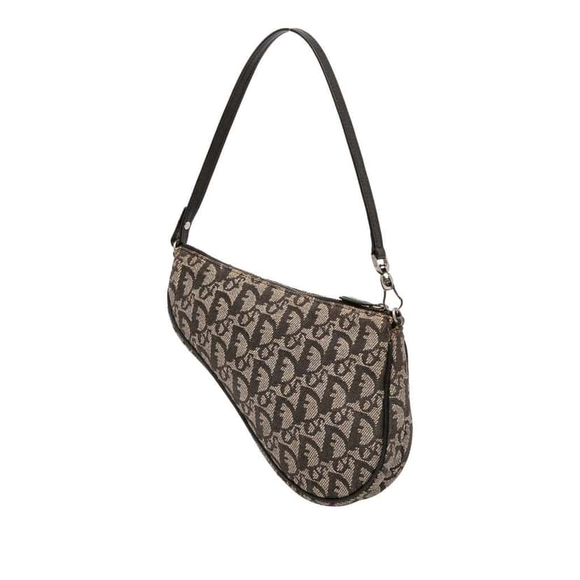 Dior Mini Diorissimo Canvas Saddle Pochette Black Canvas Good condition - Back View