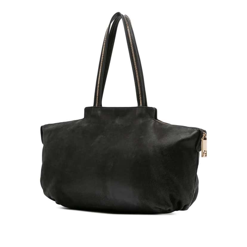 Fendi Medium Nubuck Chains Tote Black Leather Good condition - Back View