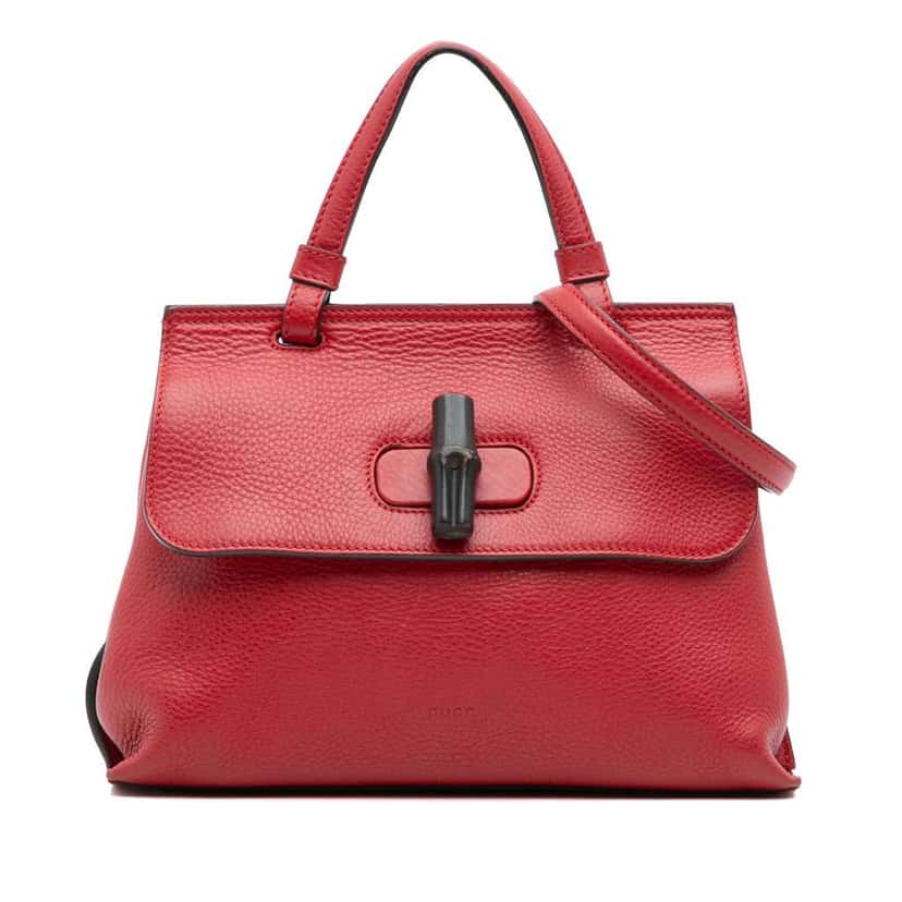 Gucci Small Leather Bamboo Daily Satchel Red Leather Good condition - Front View