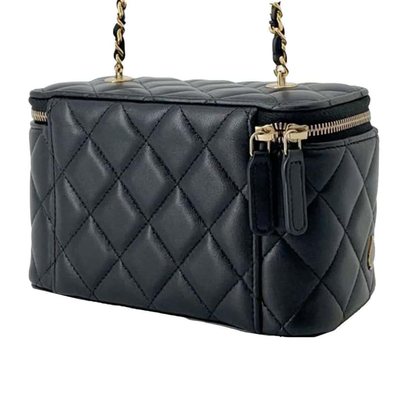 Chanel Lambskin Coco Casino Vanity Case Black Leather Very good condition - Back View