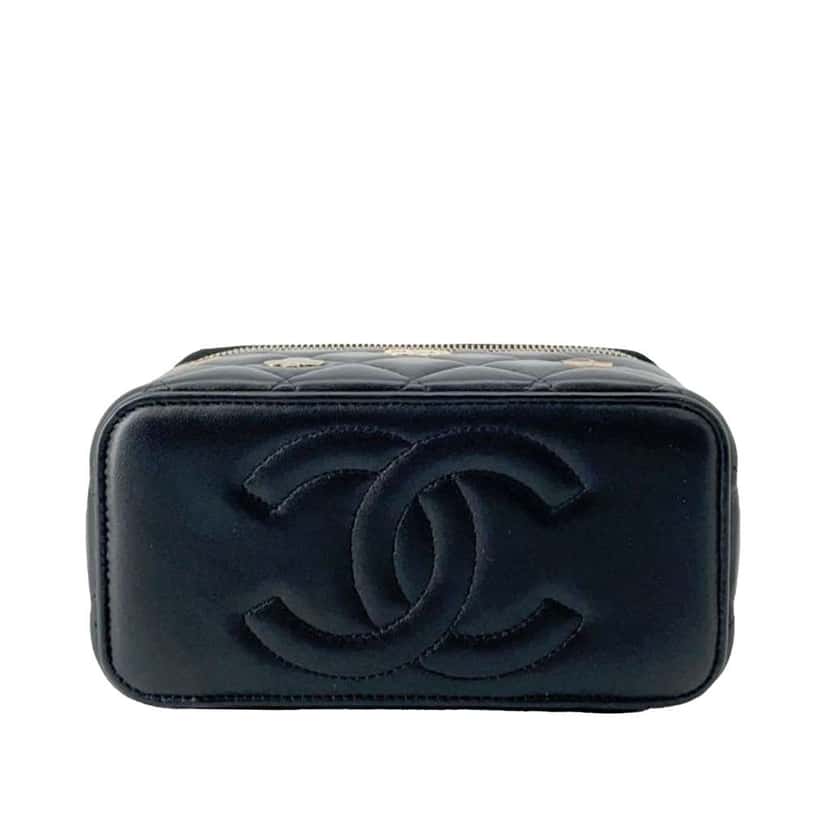 Chanel Lambskin Coco Casino Vanity Case Black Leather Very good condition - Inside View