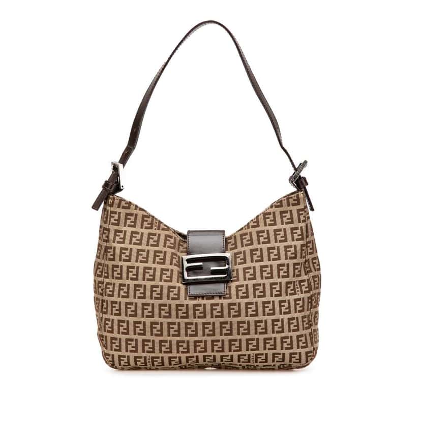 Fendi Zucchino Canvas Shoulder Bag Brown Canvas Good condition - Front View