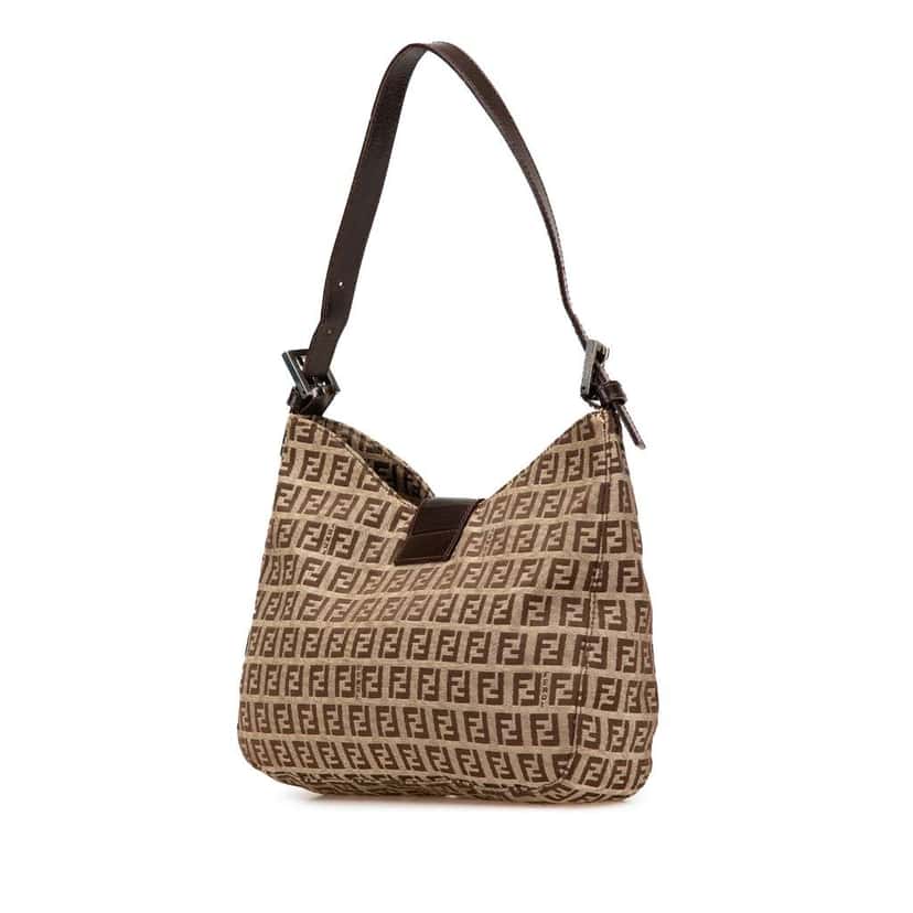 Fendi Zucchino Canvas Shoulder Bag Brown Canvas Good condition - Back View