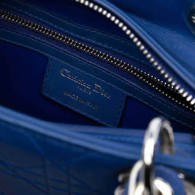 Dior Medium Lambskin Cannage Lady Dior Blue Leather Good condition - Box View