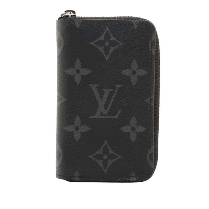 Louis Vuitton Monogram Eclipse Vertical Zippy Coin Purse Black Good condition - Back View