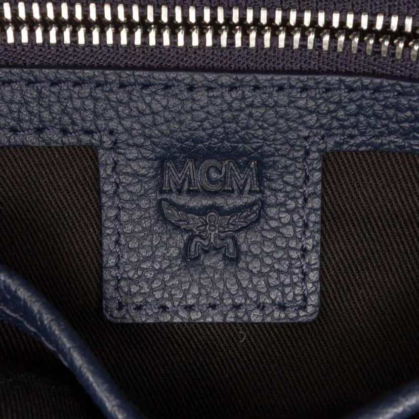 Mcm Small Grained Calfskin Camouflage Aren Tote Blue Leather Good condition - Box View