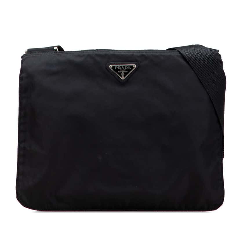 Prada Tessuto Zip Top Crossbody Black Good condition - Front View