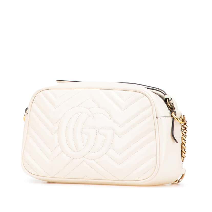 Gucci Small GG Marmont Matelasse Leather Crossbody White Leather Good condition - Back View