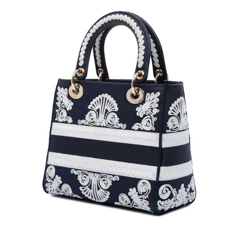 Dior Medium Embroidered Canvas Cornely Lady D Lite Blue Canvas Good condition - Back View