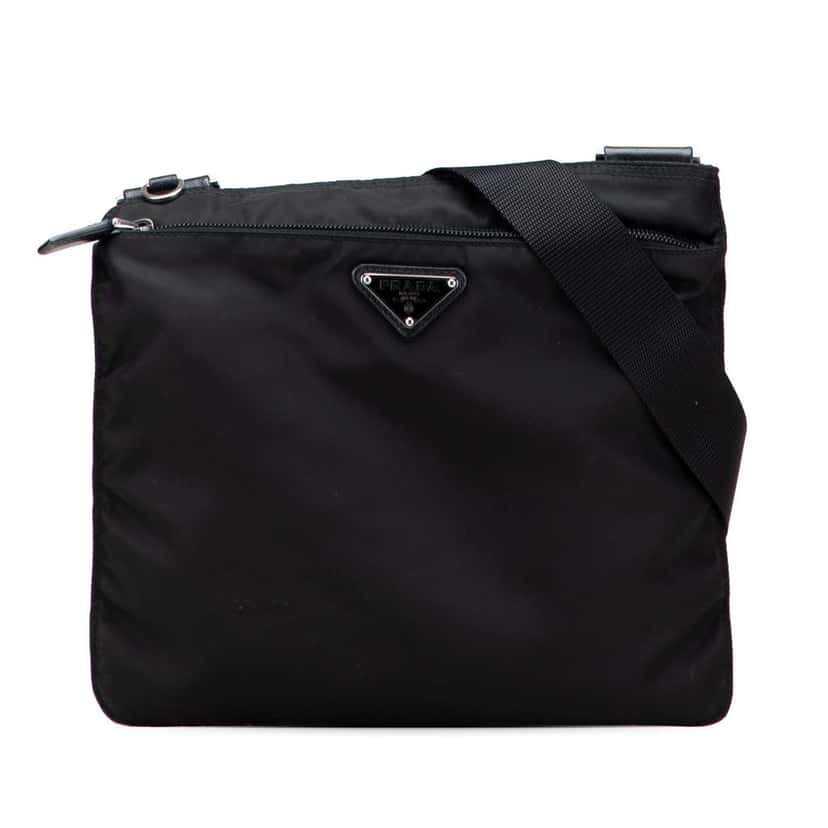 Prada Tessuto Zip Top Crossbody Black Good condition - Front View