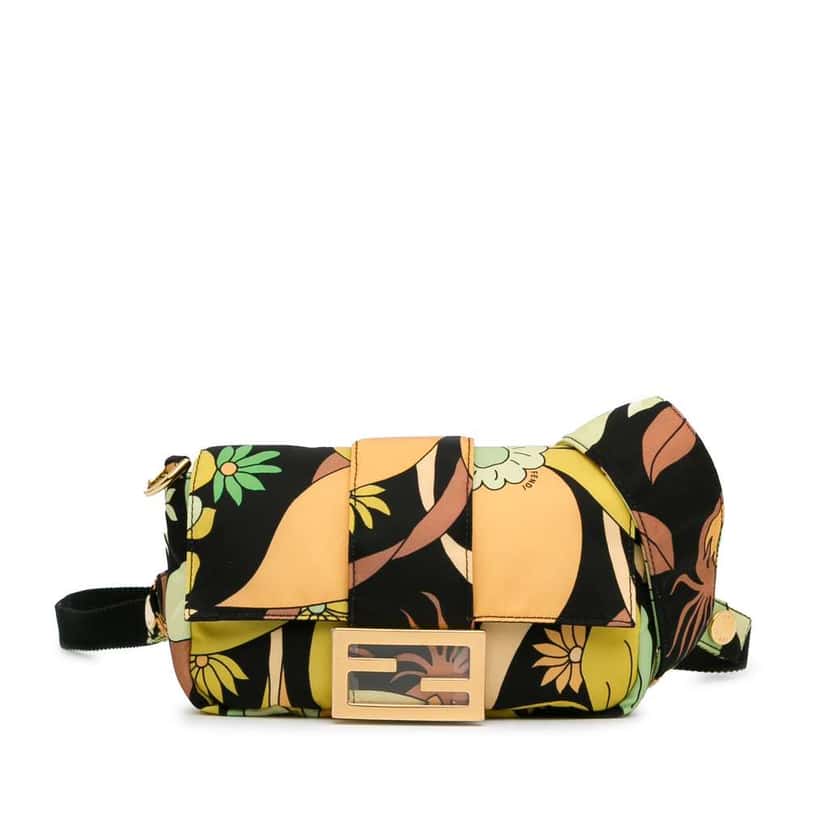 Fendi Floral Convertible Baguette Green Good condition - Front View