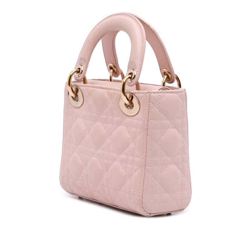 Dior Mini Lambskin Cannage Lady Dior Brown Leather Good condition - Back View