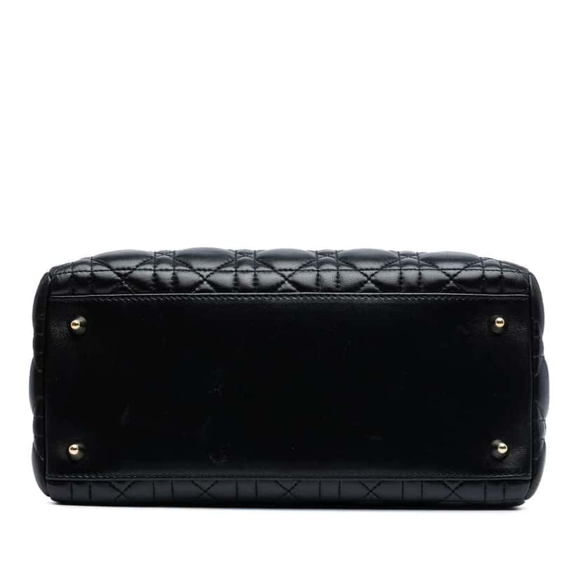 Dior Medium Lambskin Cannage Pearl Lady Dior Black Leather Good condition - Inside View