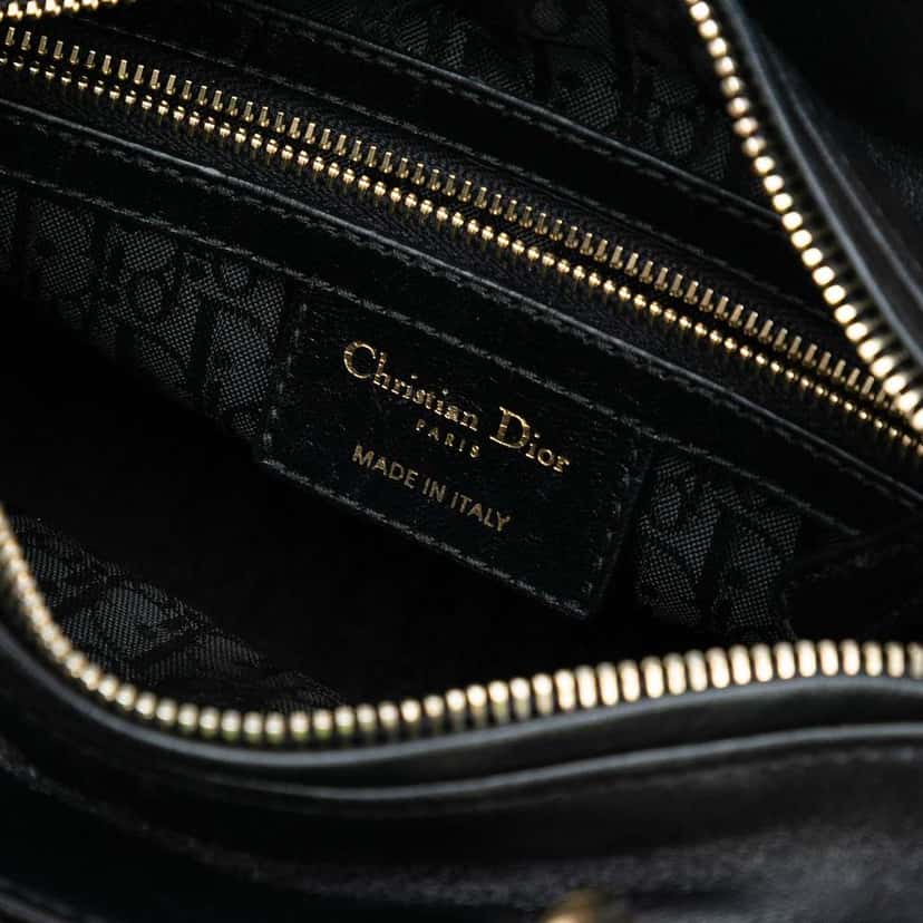 Dior Medium Lambskin Cannage Pearl Lady Dior Black Leather Good condition - Box View