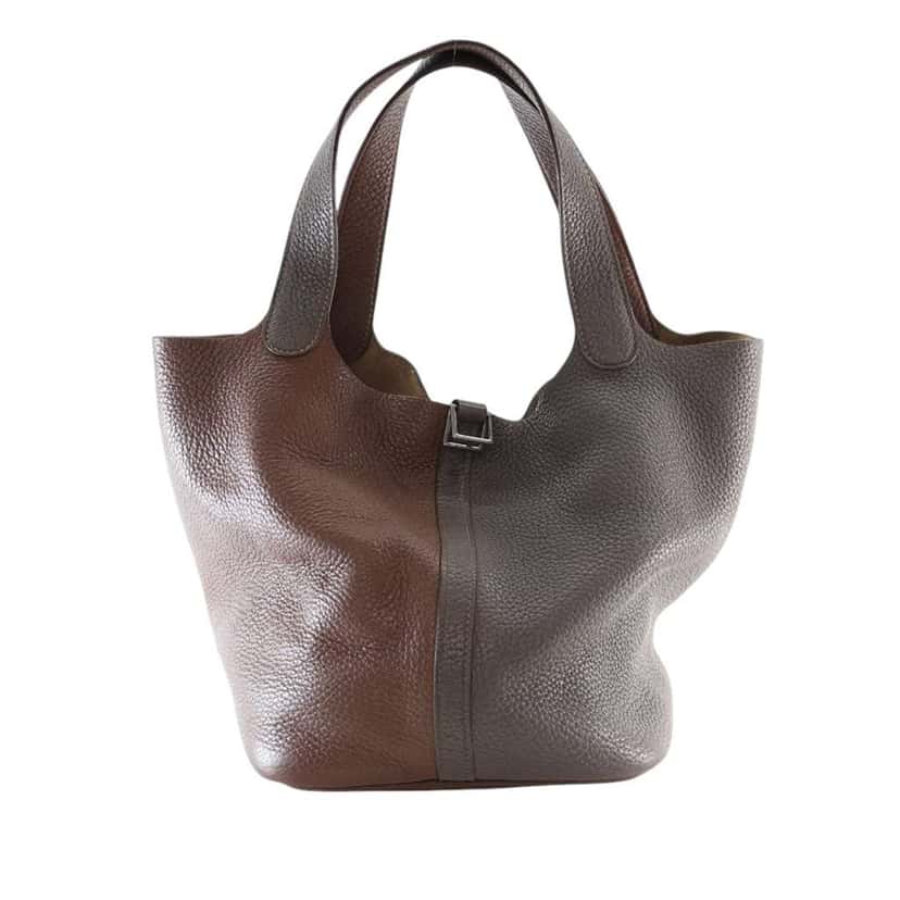 Hermès Bicolor Togo Picotin 22 Brown Leather Good condition - Back View
