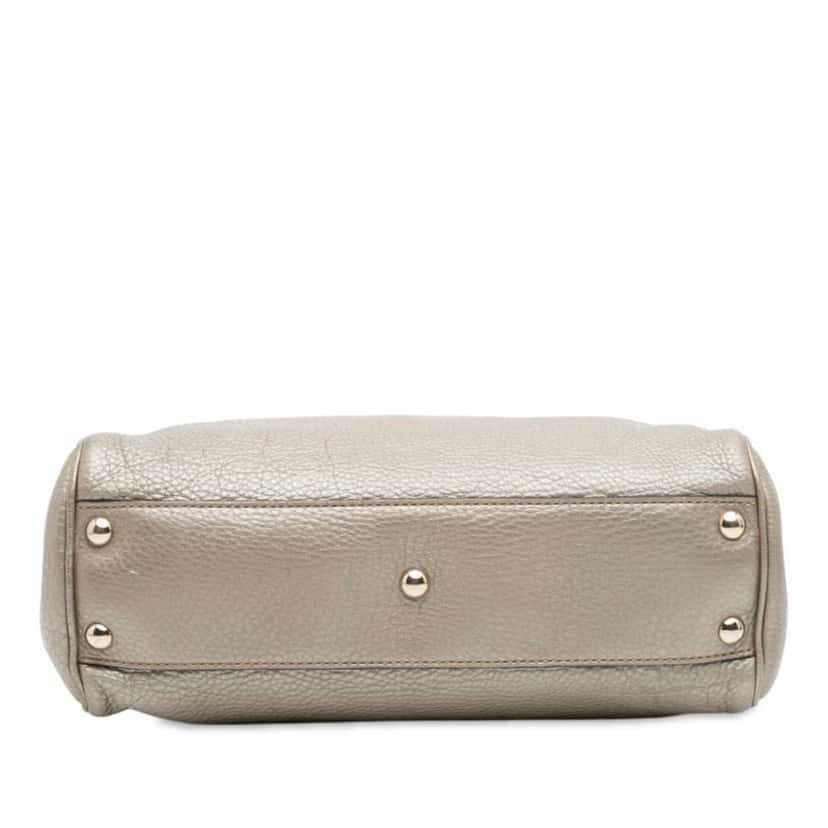 Gucci Small Calfskin Bamboo Shopper Satchel Gold Leather Good condition - Inside View