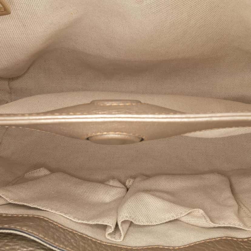 Gucci Small Calfskin Bamboo Shopper Satchel Gold Leather Good condition - Model View