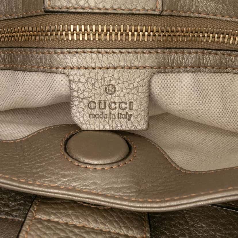 Gucci Small Calfskin Bamboo Shopper Satchel Gold Leather Good condition - Box View