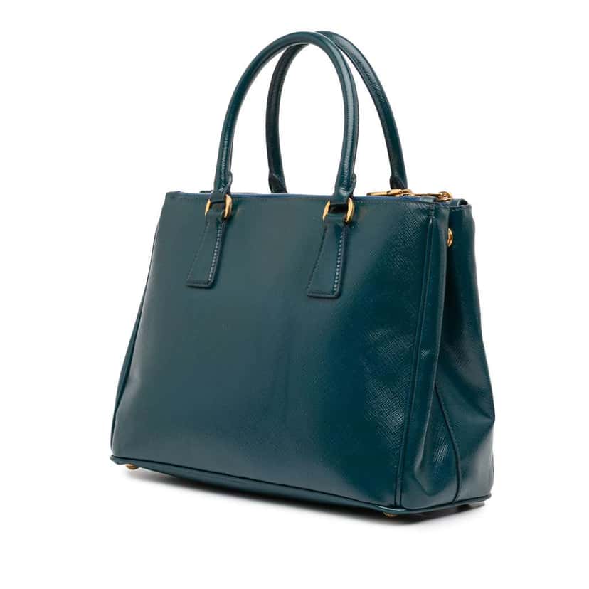 Prada Saffiano Vernice Galleria Double Zip Front Pocket Satchel Blue Leather Good condition - Back View