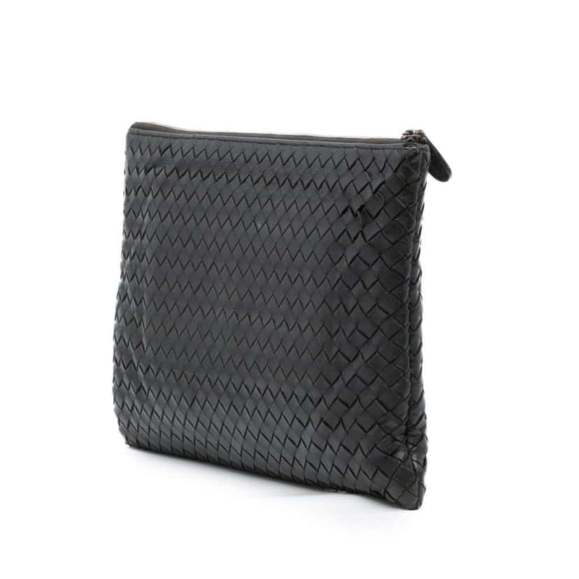 Bottega Veneta Nappa Intrecciato Clutch Black Leather Good condition - Back View